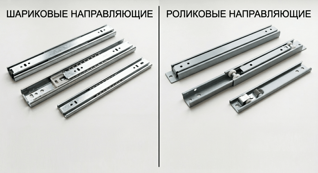 Шариковые или роликовые направляющие